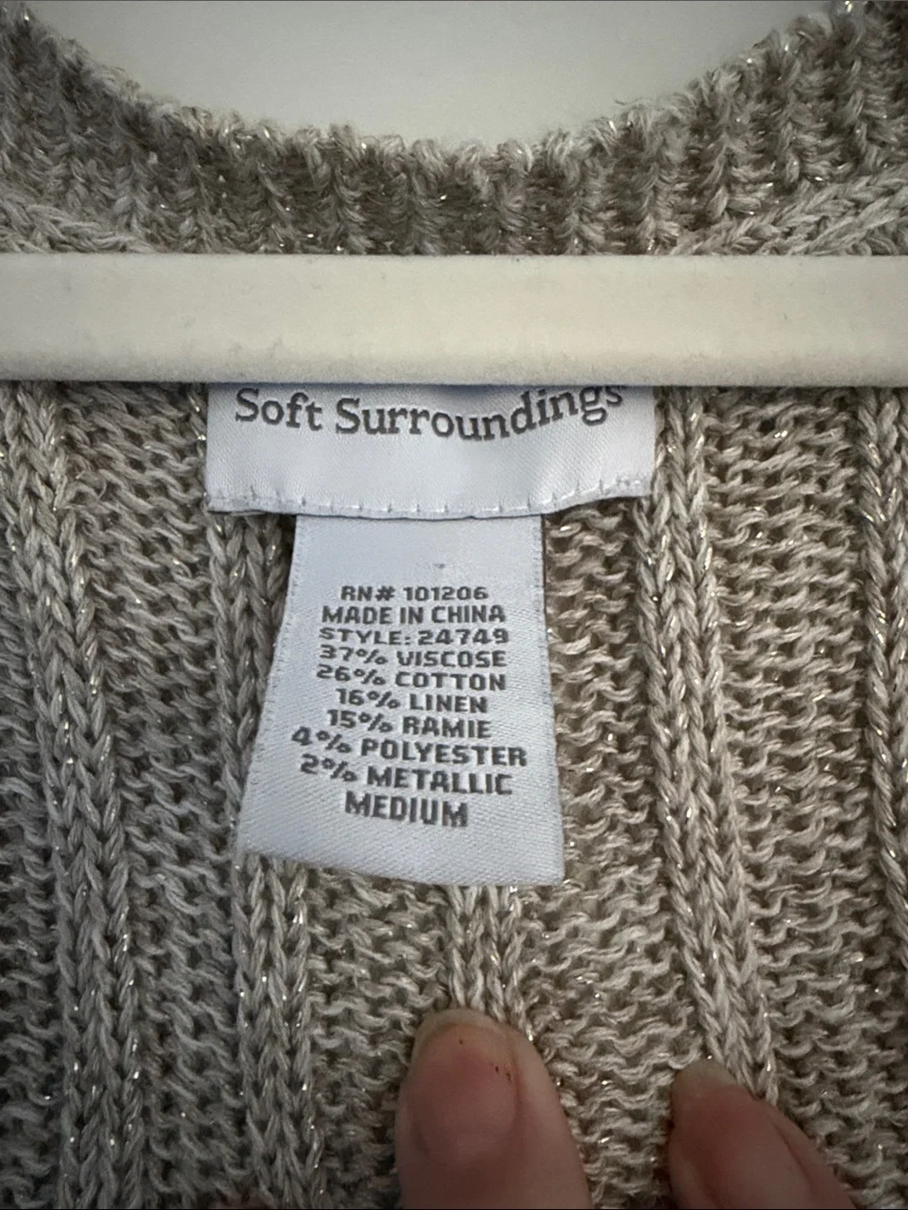Soft Surroundings Ribbed Button-Front Long Cardigan in Taupe Heather . Sz M